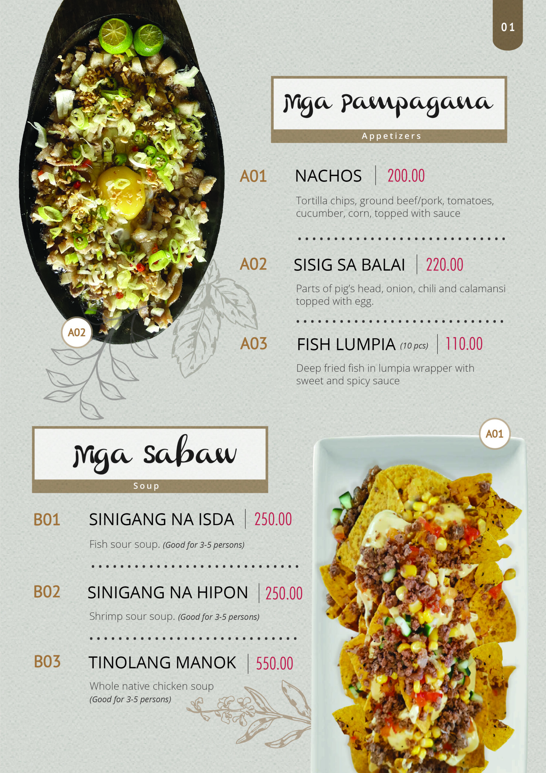 RESTAURANT MENU – BALAI AZINAN